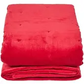 Homescapes Gewatteerde fluwelen deken rood – sprei van katoenfluweel, 125 x 150 cm