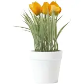 Homescapes kunstbloemen tulpen in witte pot 22 cm hoog, geel