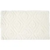 Homescapes Ikat antislip hoogpolige badmat 100% katoen, wit