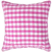 Homescapes Roze geruite kussenhoes 60 x 60 cm gemaakt van 100% katoen
