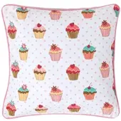 Homescapes Katoenen kussenhoes met cupcakes, 45 x 45 cm