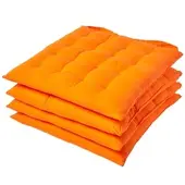 Homescapes stoelkussens – set van 4 zitkussens – katoen – 40x40 cm – oranje – met lint – voor eetkamer & buitengebruik