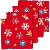 Homescapes stoffen servetten rode sneeuwvlokken set 4 stuks 100% katoen