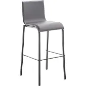 CLP Barkruk Avola Flach B78 - Moderne Design Barkruk met Rugleuning - Kunstleer & Zwart Metalen Frame - zwart/zwart