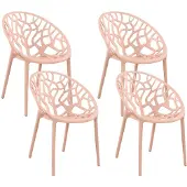 CLP 4-delige set tuinstoelen Hope met armleuningen stapelbaar weerbestendig UV-bestendig tot 150 kg rosa