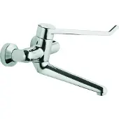 Ideal standard Ceraplus wandkraan met koppelingen met uitloop 20cm met hendel 23cm veilige sluiting over koud chroom