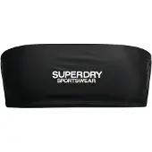 Superdry Dames Bandeau bikinitop met logo zwart (L), Strandkleding, Gerecycled polyester, Duurzaam W3010388A