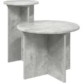 vidaXL Bijzettafelset 2 st Betongrijs Ø 45 x 35 cm Bewerkt hout