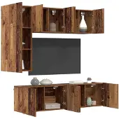 vidaXL TV Wand Eenheid 5 st Oud Hout Bewerkt hout