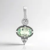 Cavill - Zilveren Hanger - 925 Sterling Zilver Gerhodineerd - Braziliaanse Amblygoniet 0,38 ct - Tanzanische Zirkonia 0,06 ct - Modern