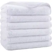 Famanu - Premium microvezel washanddoek – niet-pluizend – 6 stuks – wit – 33 x 33 cm
