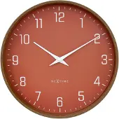 Nextime Wandklok 30cm-Stil-Donker houtpatroon/Klei-Plastic-'Lyra'