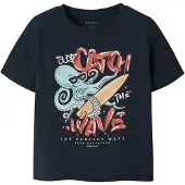 Name it MINI T-shirt donkerblauw Jongens Stretchkatoen Ronde hals Printopdruk - maat 92