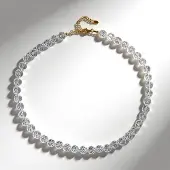 Cavill - Engel Aura Kwarts Ketting - 24,3 ct Facet Ronde Kralen - 925 Sterling Zilver - 18K Goud Verguld - Elegante Verstelbare Damesketting