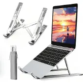 Famanu - Opvouwbare aluminium laptopstandaard met antislip en 6 hoogteverstellingen ventilatie en warmteafvoer