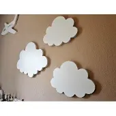 Moliland - Muursticker - Set van 3 Wolken - MDF - Wit