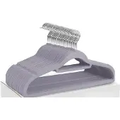 Famanu - Set van 50 fluwelen kledinghangers met antislip fluweel en bindstaaf – Zwart
