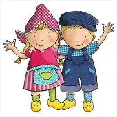 Fien & Teun Fien en Teun Muurstickers - Kinderen - 50x55cm - Multi