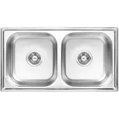 Ausmann Basic dubbele rvs opbouw spoelbak 78x43 cm inclusief sifon 1208956995