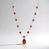 Cavill - Zilveren halsketting 925 Sterling - Madeira citrien 4,335 ct - Peervormig & Rond geslepen Edelstenen - Elegant & Verstelbaar