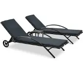 vidaXL Ligbedden met tafel poly rattan antraciet