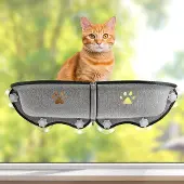 Famanu kattenmand voor vensterbanken, extra lang, grijs