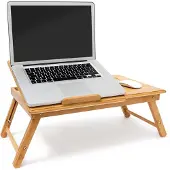 Famanu - Verstelbare bamboe laptoptafel – inklapbaar – 72,5x35 cm – natuurlijk design