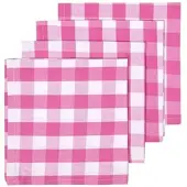 Homescapes roze geruite katoenen stoffen servetten in een verpakking van 4