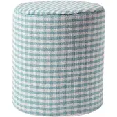 Homescapes Vichy ruit poef rond – blauw en wit krukje, 40x42 cm