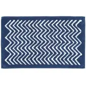 Homescapes antislip badmat met chevronpatroon 100% katoen, donkerblauw en wit