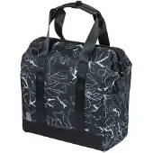 Basil Achtertas fiets - - Grote Bloemen Shopper - 23 L - Waterafstotend - Bevestiging Hook-On