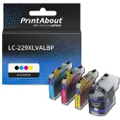 PrintAbout Huismerk vervangt Brother LC-229XLVALBP Inktcartridge 4-kleuren Multipack Extra hoge capaciteit