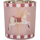 Clayre & Eef Waxinelichthouder Ø 7x8 cm Roze Glas