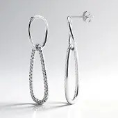 Cavill - Zilveren Oorbellen - 925 Sterling Zilver - 78 Tanzaniaanse Zirkonia 1 615 ct - Elegant Ovaal Design - 44 mm - Feestelijk en Dagelijks