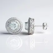 Cavill - Zilveren Oorbellen met Witte Topaas 1,55 ct & 100 Zirkonia Pavé - 925 Sterling Zilver Rhodium - Elegante Ronde Briljant Oorbellen Dames