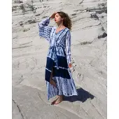 Samimi Samsara Luxe Strandkimono Blauw/Wit