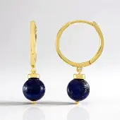 Cavill - Luxe Oorbellen 18K Goud Verguld - 925 Sterling Zilver - Afghaanse Lapis Lazuli 7,54 Ct - Handgemaakt - Diepblauw Goud Accent - Middenmaat