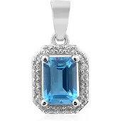 Cavill - Hanger 925 Sterling Zilver Gerhodineerd - 1,188 ct Marambaia Topaas Braziliaans - Achthoekige Slijpvorm - Pavé Zirkonia - Elegant Sieraad