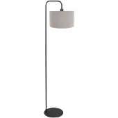 Mexlite Vloerlamp Stang 4779ZW zwart met grof grijs linnen kap