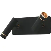 Mexlite Wandlamp Lumo 4851ZW - 2 lichts zwarte wandspot met subtiel goudaccent