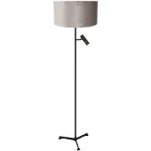 Steinhauer Vloerlamp Stang 4834ZW met leeslicht en grijze velours kap