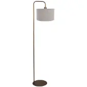 Mexlite Vloerlamp Stang 4787BR bronskleurig met grof grijs linnen kap