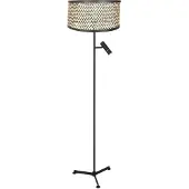Steinhauer Vloerlamp Stang 4832ZW met leeslicht en gevlochten bamboe kap