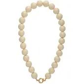 Yehwang Big Beady Babe Charm Ketting | Beige | RVS & Resin | Grote Kralen Ketting | Leukste Cadeau Voor Haar