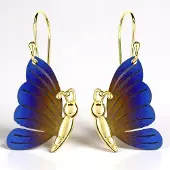 Cavill - Vlinderoorbellen - Verguld Titanium & 925 Zilver - Emaillen Blauw - Lichtgewicht en Elegant - Huidvriendelijk, Stijlvolle Dames Oorbellen