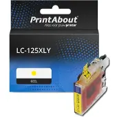 PrintAbout Huismerk vervangt Brother LC-125XLY Inktcartridge Geel Hoge capaciteit