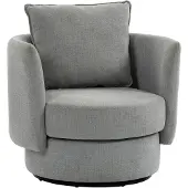 HOMCOM Club Chair-Leinenoptik-Stoff-85L x 79B x 84H cm-Hellgrau