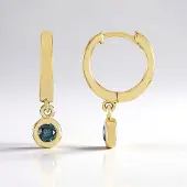 Cavill - 925 Sterling Zilver Verzilverd Oorbellen - 0,18 Ct Blauwe Diamanten I2 - Ronde Briljant Prong Zetting - 18 mm - Elegant & Stijlvol Sieraad