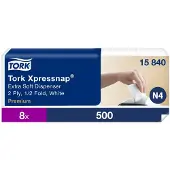 Tork Xpressnap servetten 15840, extra zacht, voor servetdispenser, ruimtebesparend gevouwen, 2-laags, 8-pak á 500 stuks (4000 servetten), wit