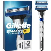 Gillette Mach3 Turbo voor Mannen - 1 Handvat + 2 Scheermesjes